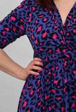 Load image into Gallery viewer, Leopard Knot Front Dress - Blue
