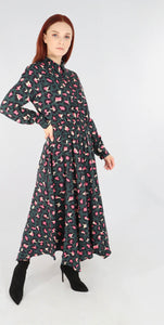 Green Leopard Hanky Hem Shirt Dress