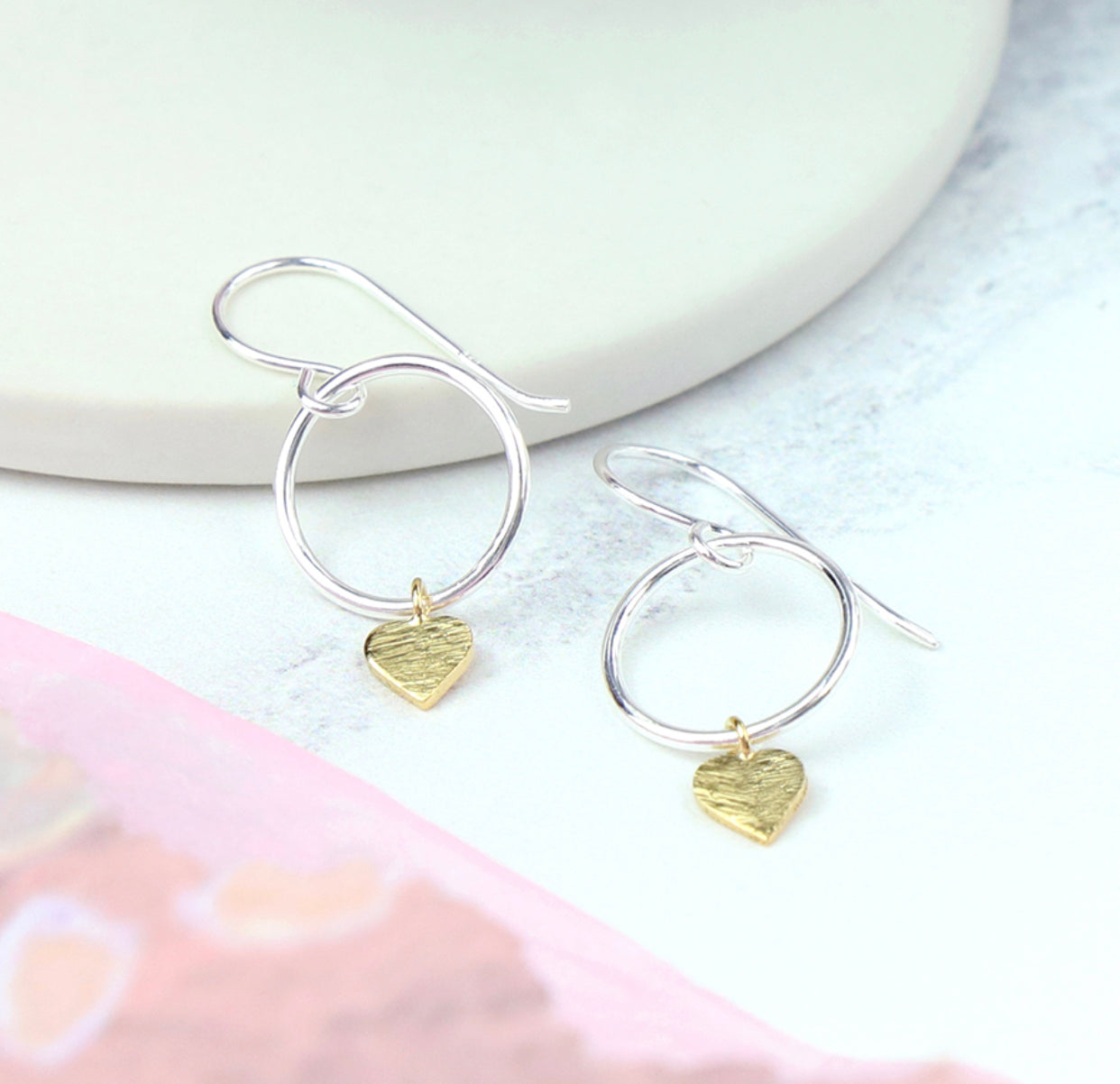 Silver Studs - Heart Hoops