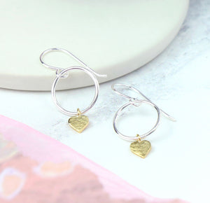 Silver Studs - Heart Hoops