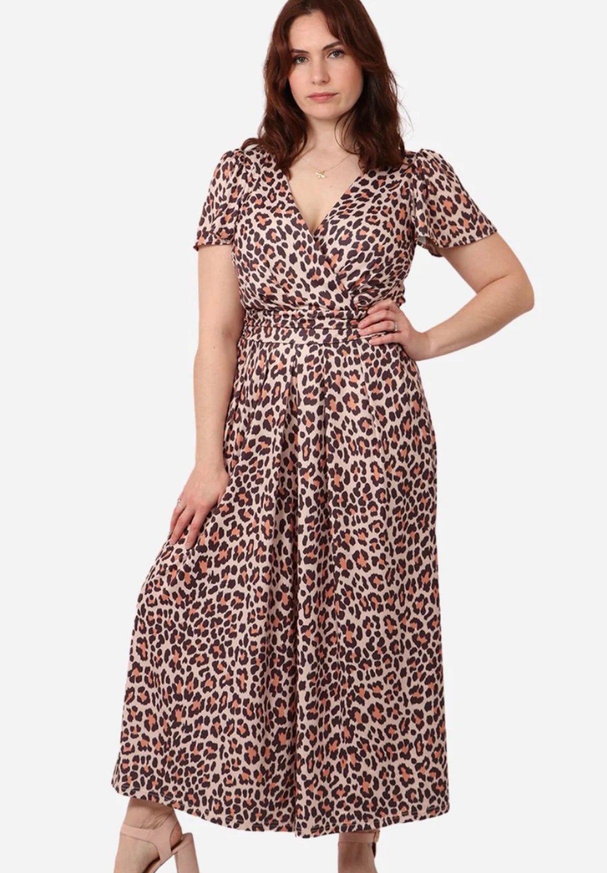 Leopard Wide Leg Jumpsuit - Neutral