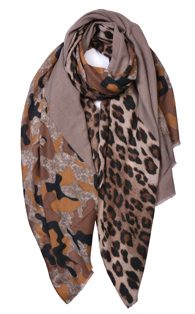 Leopard Cashmere Mix Scarf