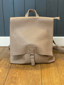 Leather Square Buckle Backpack