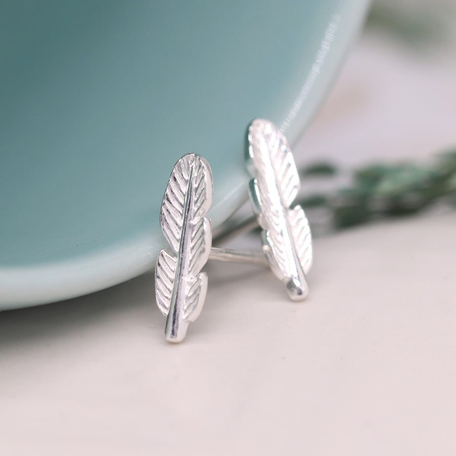 Silver Studs - Feathers