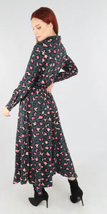 Load image into Gallery viewer, Green Leopard Hanky Hem Shirt Dress
