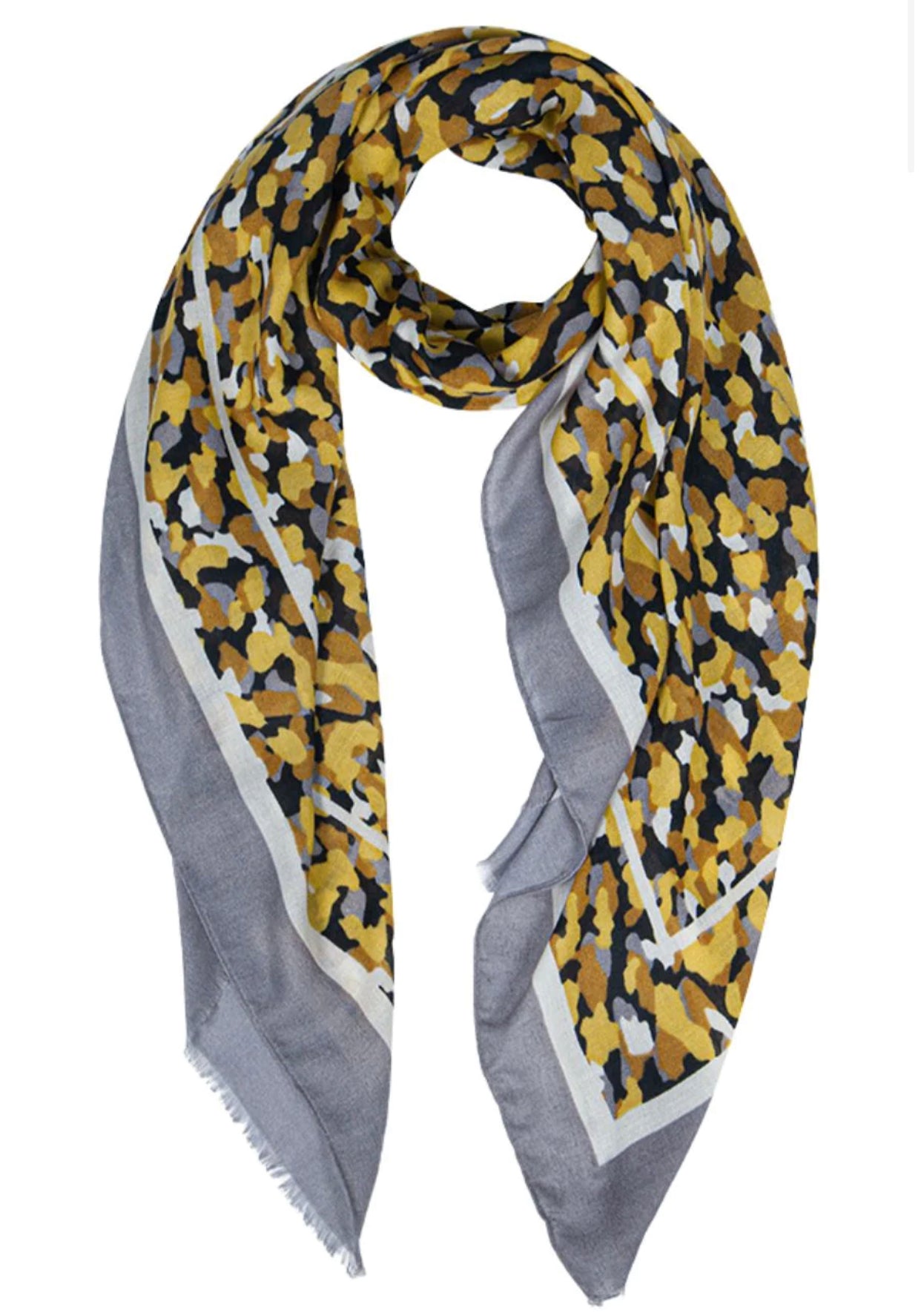 Patterned Scarf - Mustard Camo