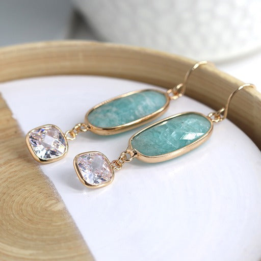 Earrings - Aqua Stone Drop