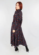 Load image into Gallery viewer, Navy &amp; Orange Leopard Hanky Hem Shirt Dress
