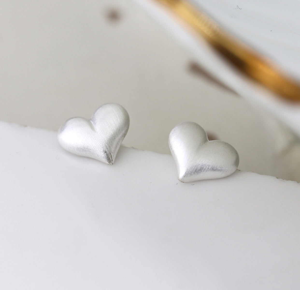 Silver Studs - Puffed Heart