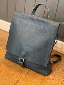 Leather Square Buckle Backpack
