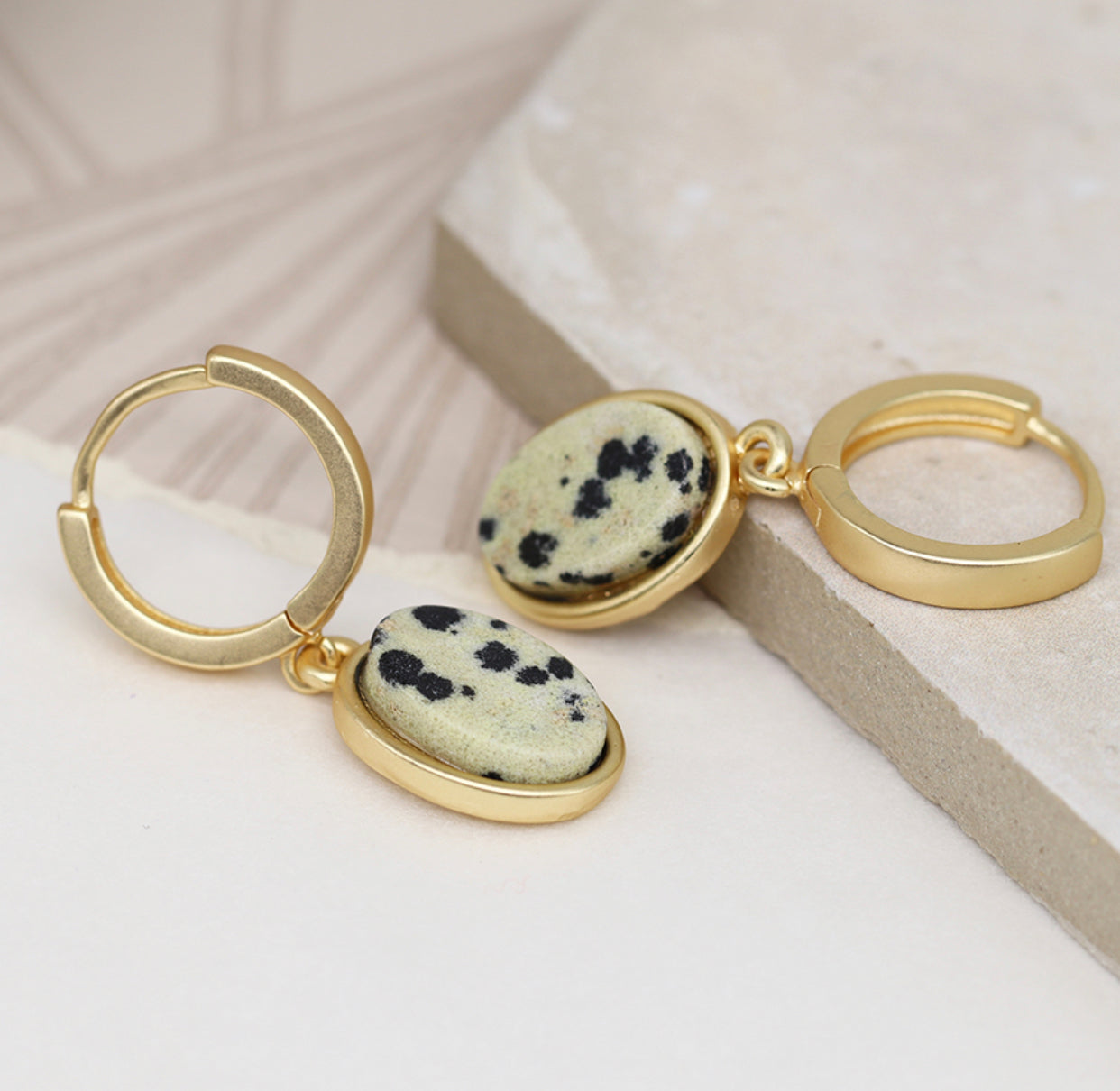 Earrings - Jasper Oval Hoops