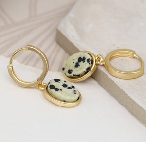 Earrings - Jasper Oval Hoops