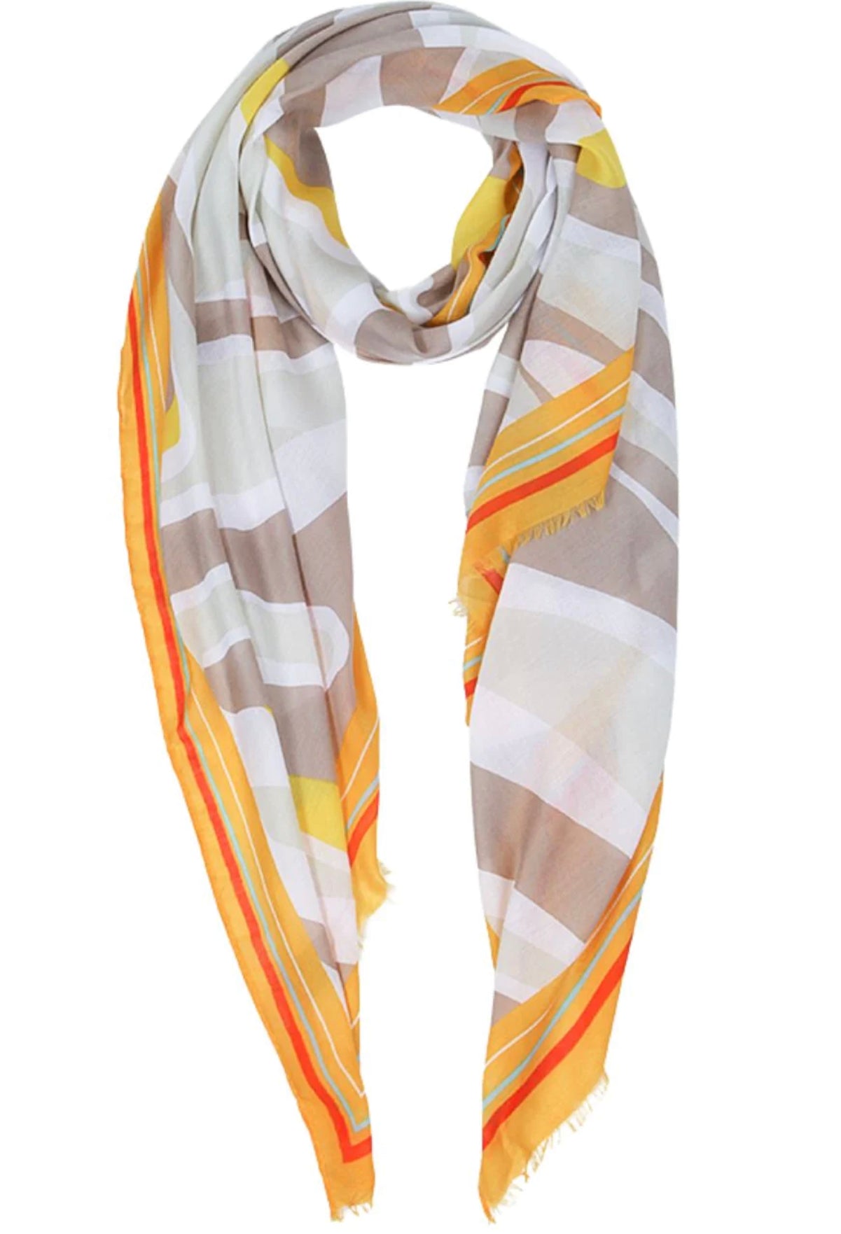 Patterned Scarf - Beige Orange Zebra