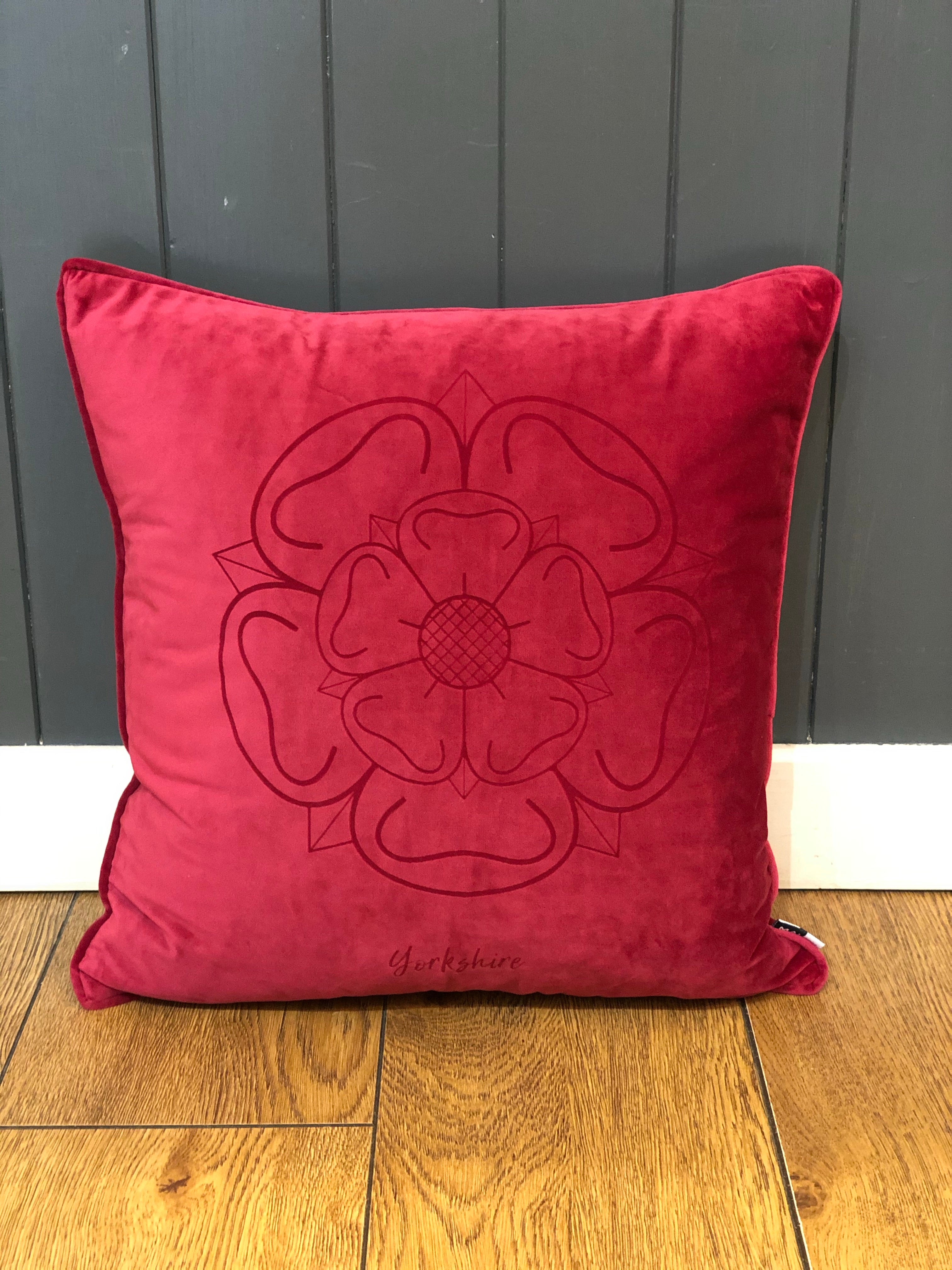 Velvet Yorkshire Rose Cushion