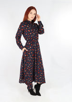Load image into Gallery viewer, Navy &amp; Orange Leopard Hanky Hem Shirt Dress
