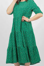 Load image into Gallery viewer, Animal Print Tiered Dress - Green
