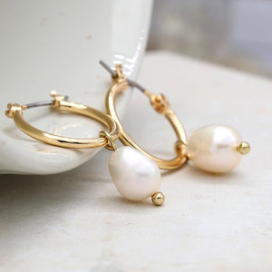 Earrings - Hoop with Pearl
