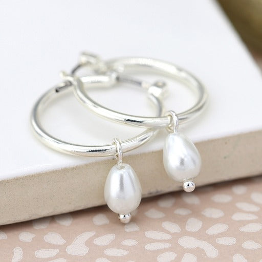 Earrings - Hoop with Pearl