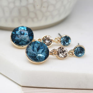 Earrings - Blue Crystal Drop