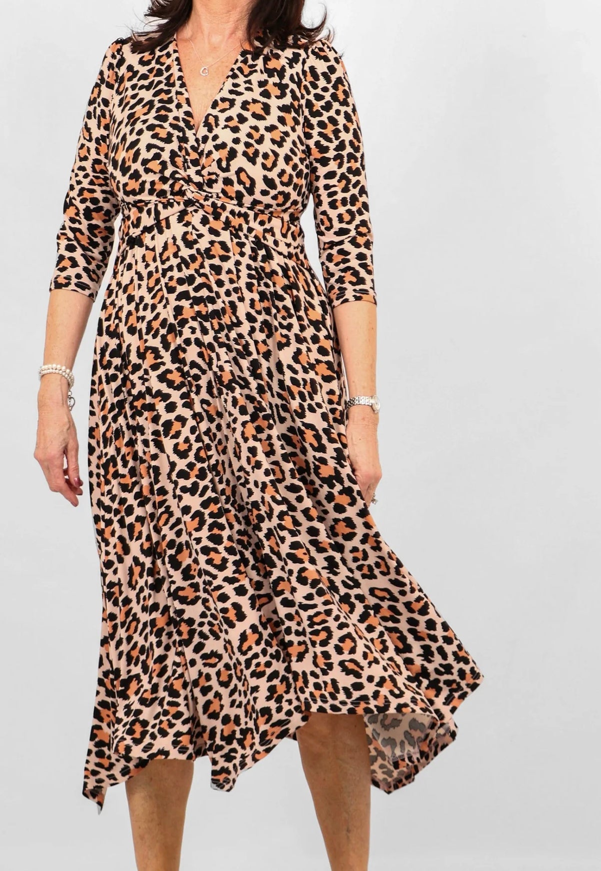 Leopard Knot Front Dress - Neutral