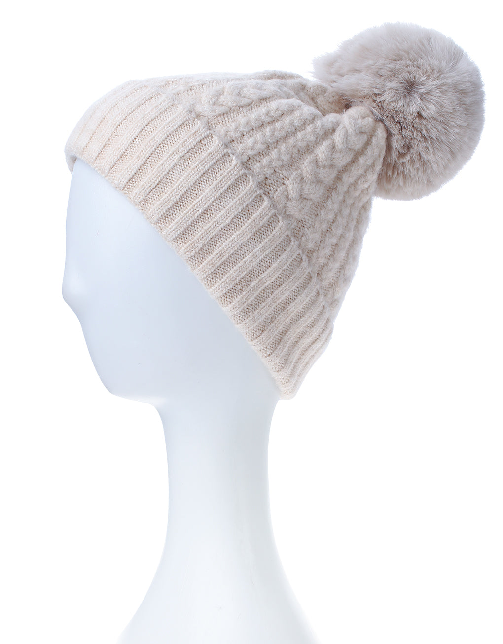 Cashmere Mix Cable Knit Hat