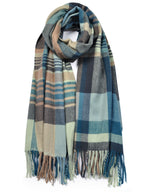 Load image into Gallery viewer, Zig-Zag check Cashmere Mix Scarf
