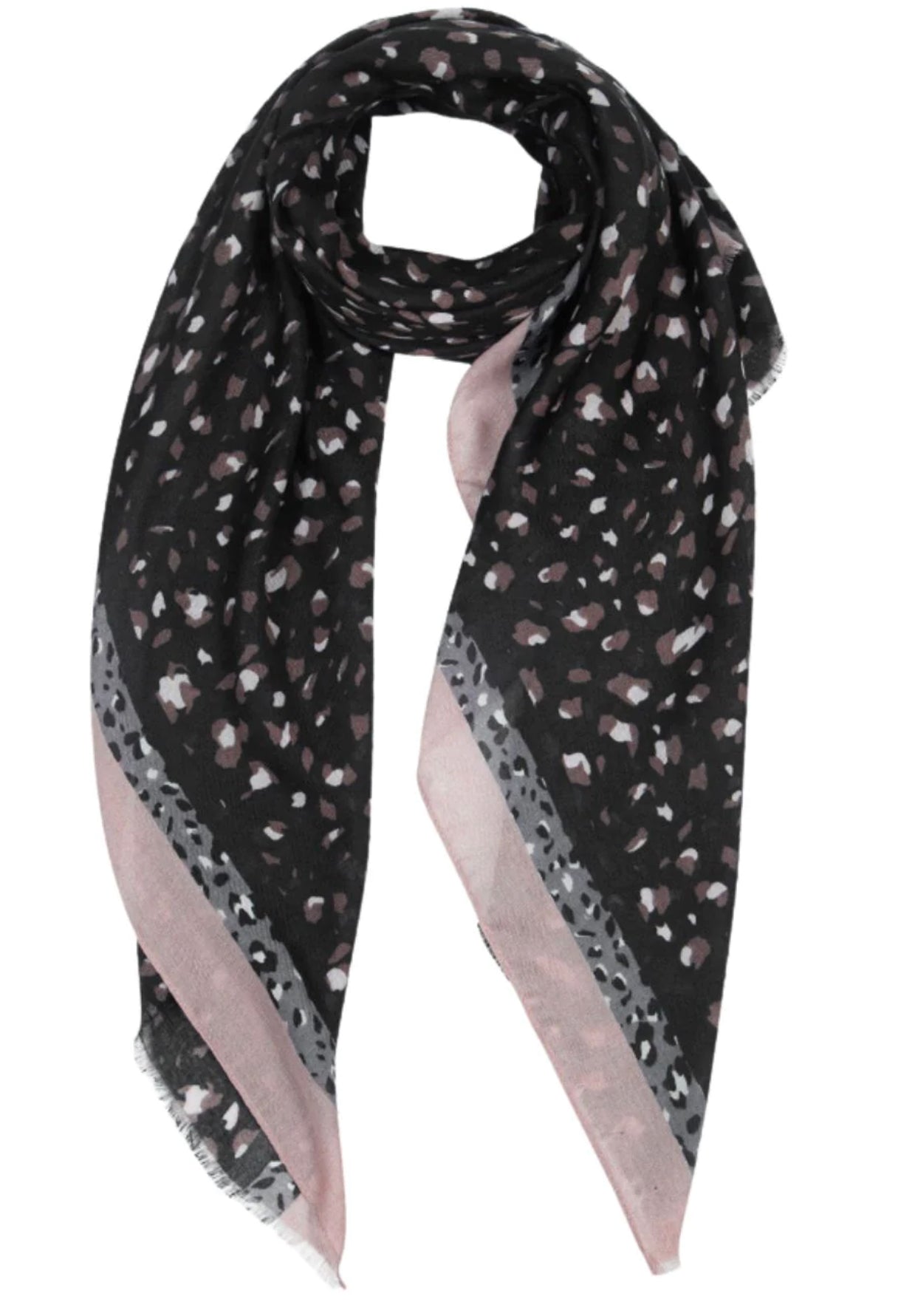 Patterned Scarf - Black Leopard