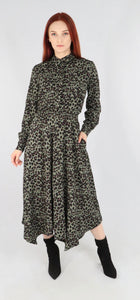 Khaki Leopard Hanky Hem Shirt Dress