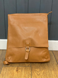 Leather Square Buckle Backpack